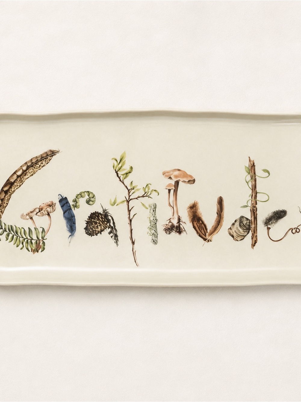 Juliska Forest Walk Gratitude Ceramic Tray 10.5”